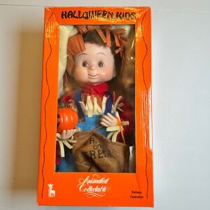 Vintage Santas Best Halloween Kids 1994 Animated Collectible Scarecrow Doll Box